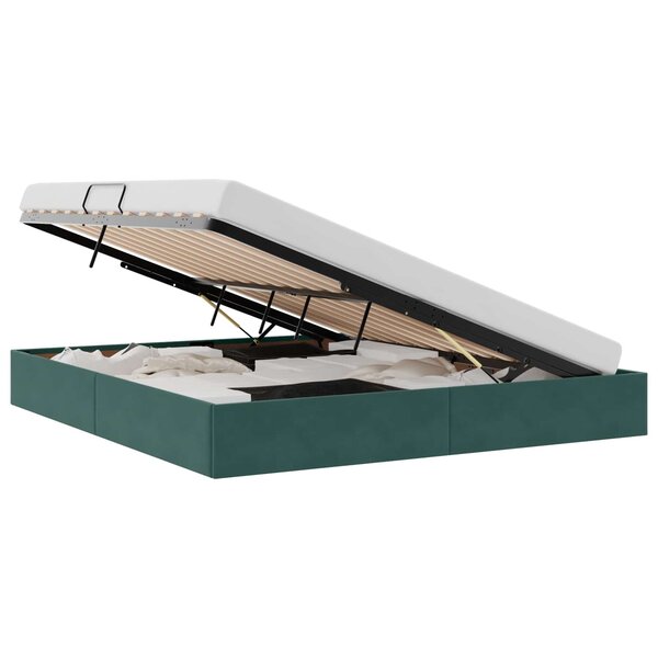 vidaXL Cadre de lit ottoman Vert foncé 160 x 200 cm Velours