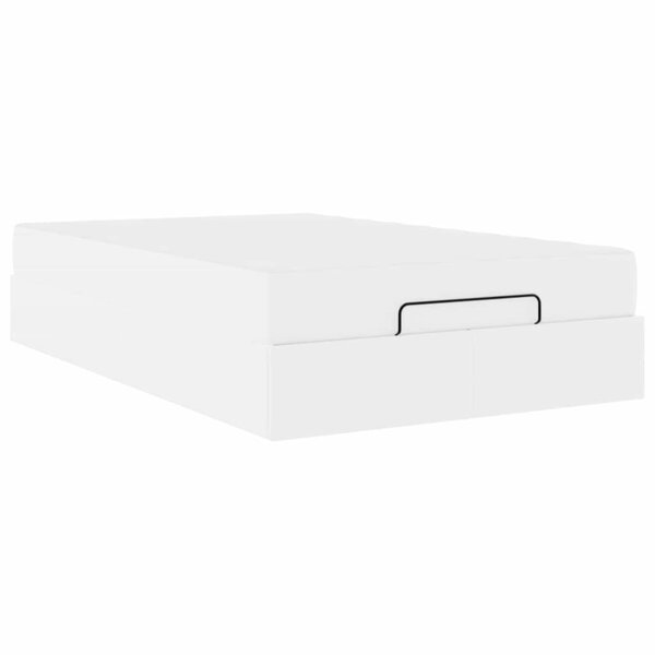 vidaXL Cadre de lit avec matelas Blanc pur 120 x 190 cm Faux cuir
