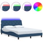vidaXL Cadre de lit avec LED sans matelas bleu 140x200 cm tissu