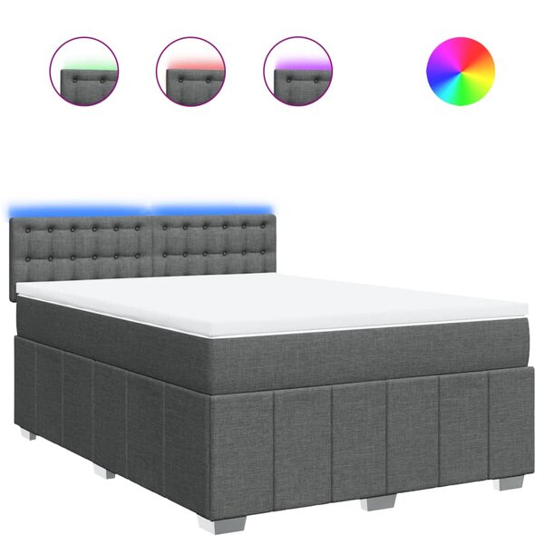 vidaXL Sommier à lattes de lit avec matelas Gris foncé 160x200cm Tissu
