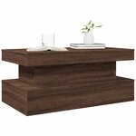 vidaXL Table basse avec lumières LED chêne marron 90x50x40 cm