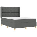 Lit Box Spring vidaXL avec Matelas Gris Foncé 140x200 cm Tissu