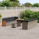 vidaXL Ensemble de canapé de jardin avec coussin 11 Pièces Gris