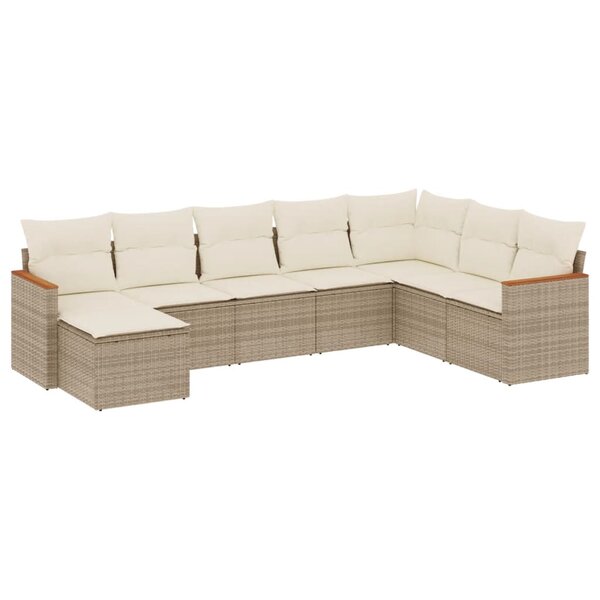 vidaXL Salon de jardin avec coussins 8 Pièces beige résine tressée