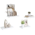 vidaXL Étagère murale flottante 4 Pièces Blanc brillant 40x23x3 8 cm MDF