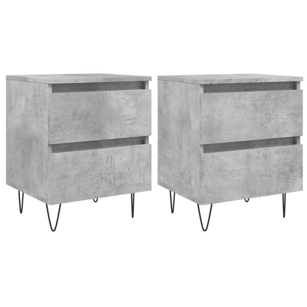 vidaXL Tables de chevet 2 Pièces gris béton 40x35x50 cm bois d’ingénierie