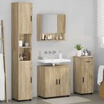 vidaXL Ensemble de mobilier de salle de bain 4 Pièces Chêne Sonoma