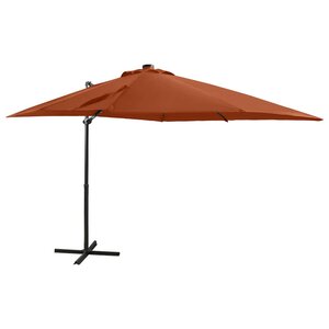 vidaXL Parasol de jardin en porte-à-faux avec mât et lumières LED