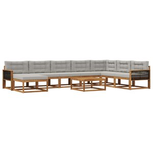 vidaXL Ensemble de canapés d'extérieur 9 Pièces Naturel et gris clair