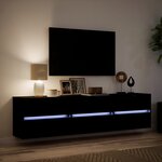 vidaXL Meuble TV mural avec LED noir 180x31x45 cm
