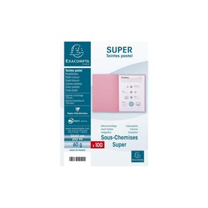 Paquet de 100 sous-chemises SUPER 60g 22x31cm Rose x 10 EXACOMPTA