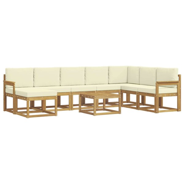 vidaXL Ensemble de canapés d'extérieur 9 Pièces Blanc et crème