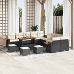 vidaXL Ensemble de canapé de jardin 14 Pièces Noir Poly rotin