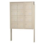 Bloc collectif Leabox 3x4 grade 3 simple face extérieur fixation sur pieds à sceller ivoire ral 1015 finition brillante