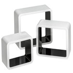 Tectake Lot de 3 étagères cube LENA - noir/blanc