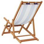 vidaXL Chaise de plage pliable bleu et blanc bois d'eucalyptus/tissu