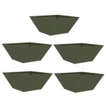 vidaXL Pot de jardin en forme de bol 5 Pièces Vert olive 35 x 35 x 15 cm