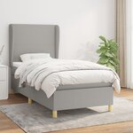 vidaXL Sommier à lattes de lit et matelas Gris clair 90x190 cm Tissu