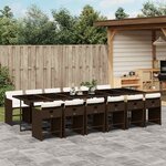 vidaXL Ensemble à manger de jardin avec coussins 13 Pièces marron rotin