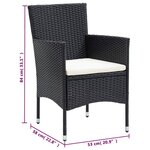 vidaXL Ensemble à dîner de jardin avec coussins 3 Pièces poly rotin noir