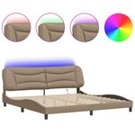 vidaXL Cadre de lit avec lumières LED cappuccino 200x200 cm similicuir
