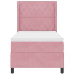 vidaXL Lit à Ressorts avec Matelas LED Argyle Rose 90 x 200 cm Velours