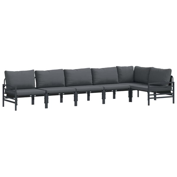 vidaXL Ensemble de canapé de jardin 6 pc Noir Acier