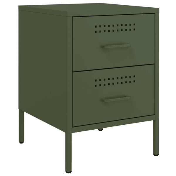 vidaXL Table de chevet vert olive 36x39x50 5 cm acier