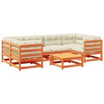 vidaXL Salon de jardin 7 Pièces avec coussins cire marron bois pin massif