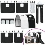 vidaXL Lit superposé sans matelas avec toboggan blanc noir 90x200 cm