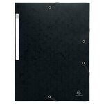 Chemises À Élastiques Carte Lustrée 3 Rabats Monobloc - Noir - X 50 - Exacompta