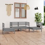 vidaXL Salon de jardin 4 Pièces Gris Bois de pin massif