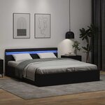 vidaXL Cadre de lit à rangement avec LED Noir Similicuir 180x200 cm