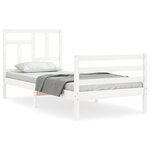 vidaXL Cadre de lit sans matelas blanc bois massif