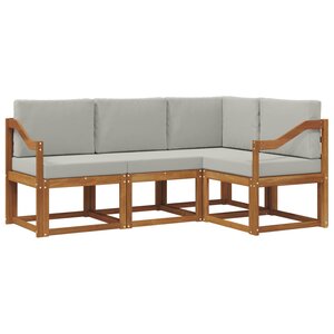 vidaXL Ensemble de canapés d'extérieur 4 pc Gris Naturel et Clair