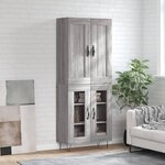 vidaXL Buffet haut Sonoma gris 69 5x34x180 cm Bois d'ingénierie