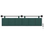 vidaXL Tête de lit suspendue Avec lumière LED Vert foncé Tissu