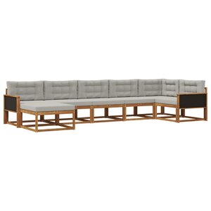 vidaXL Ensemble de canapés d'extérieur 7 Pièces Naturel et gris clair