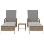 vidaXL Chaise longue avec coussin 2 Pièces Beige 35 x 35 x 32cm polyrotin