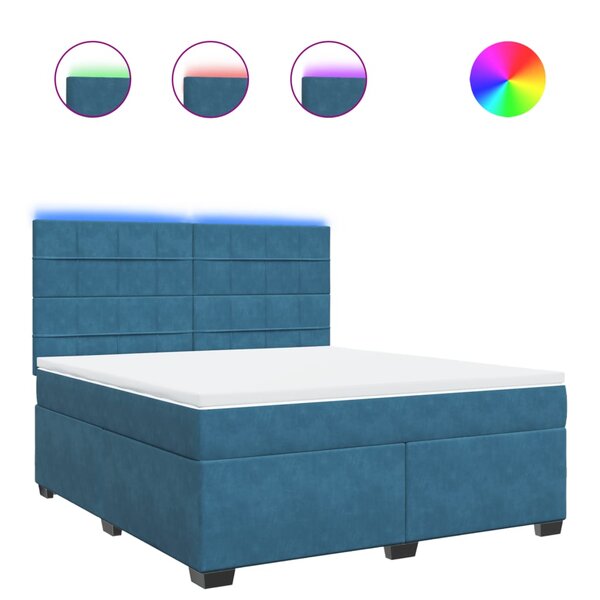 vidaXL Sommier à lattes de lit et matelas bleu 180x200 cm velours