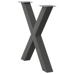 vidaXL Pieds de table à manger en forme de X  3 pièces  anthracite  70 x (72-73) cm  acier