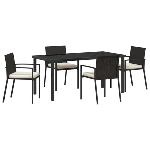 vidaXL Ensemble de salle à manger pour jardin 5 Pièces Noir