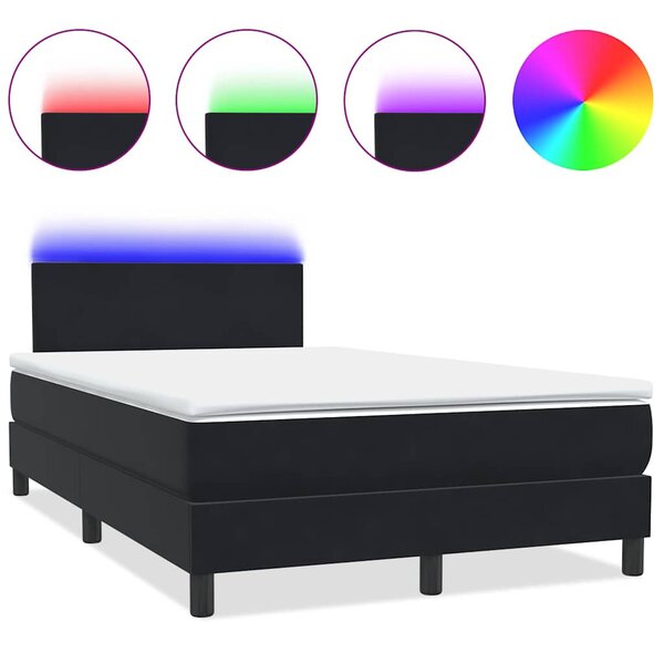 vidaXL Sommier à lattes de lit avec matelas et LED noir 120x210 cm velours