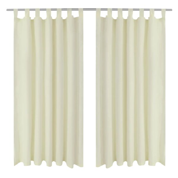 2 Pièces Rideau à Passant Micro Satin Crème 140 x 225 cm