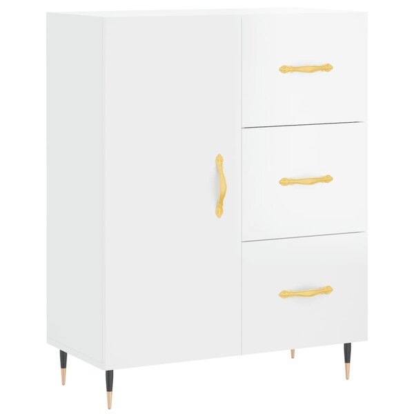 vidaXL Buffet Blanc brillant 69 5x34x90 cm Bois d'ingénierie