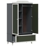 vidaXL Armoire Tableau Noir avec porte Gris et blanc Bois d'ingénierie