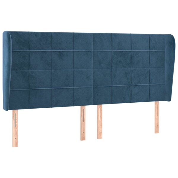 vidaXL Tête de lit avec oreilles Bleu foncé 163x23x118/128 cm Velours