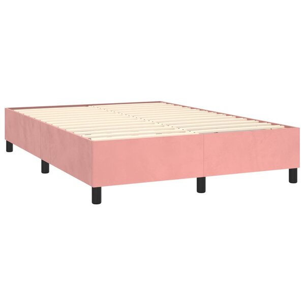 vidaXL Sommier à lattes de lit avec matelas Rose 140x190 cm Velours