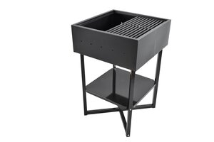 Barbecue à charbon - purechef - forme cube - dimensions : 50 x 50 x 75 cm