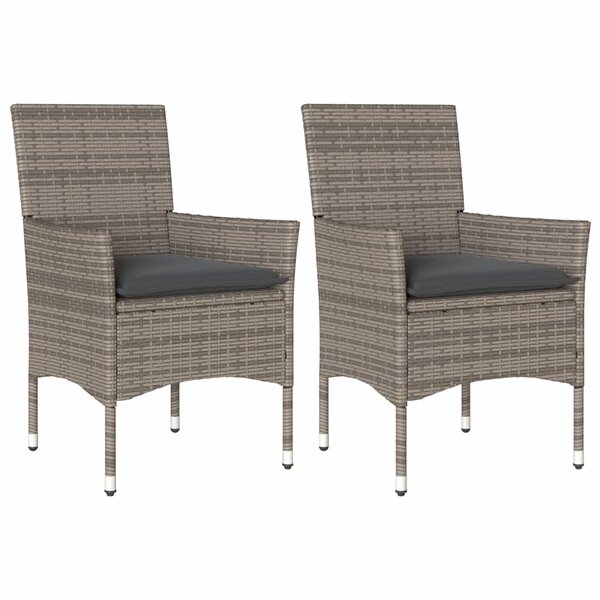 vidaXL Chaises de jardin avec coussins lot de 2 gris résine tressée